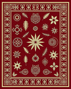 Crimson Gold Botanical Emblem Medallion Rug