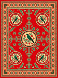 Crimson Red Bird Floral Medallion Rug
