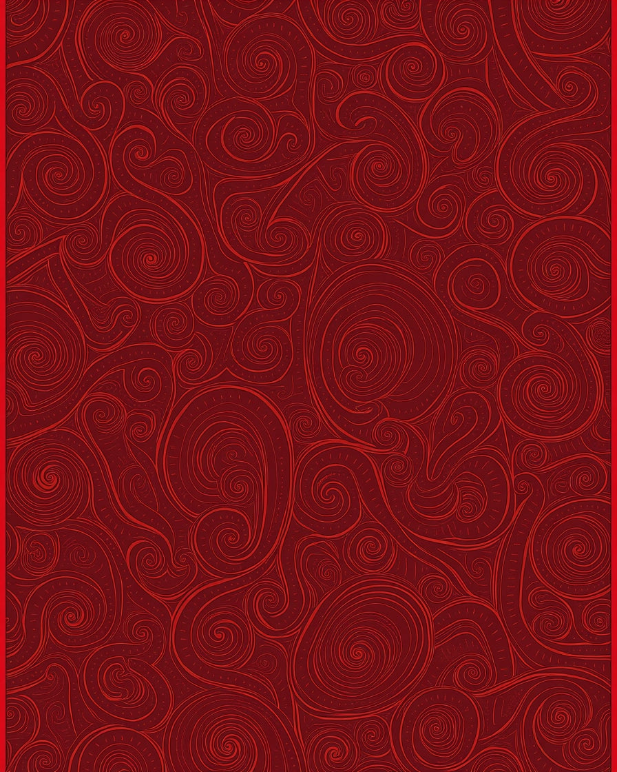 Crimson Swirls Abstract Curlicue Rug