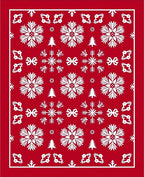 Crimson Snowflakes and Trees Holiday Rug