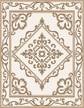 Ornate Cream Brown Scroll Medallion Rug