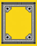 Bright Yellow Black Starburst Border Rug