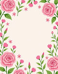 Pink Roses and Buds Border Rug