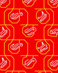 Red Yellow Octagon Abstract Swirl Rug