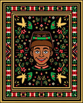 Colorful Tribal Portrait Floral Border Rug