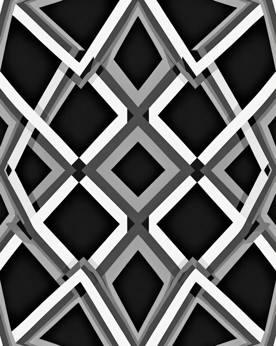 Monochromatic Diamond Interlock Geometric Rug