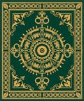 Emerald Gold Medallion Ornate Border Rug