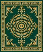 Emerald Gold Medallion Ornate Border Rug