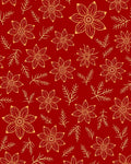 Golden Floral Sprig Red Rug