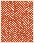 Crimson Abstract Maze Lines Rug