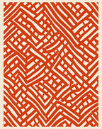 Crimson Abstract Maze Lines Rug
