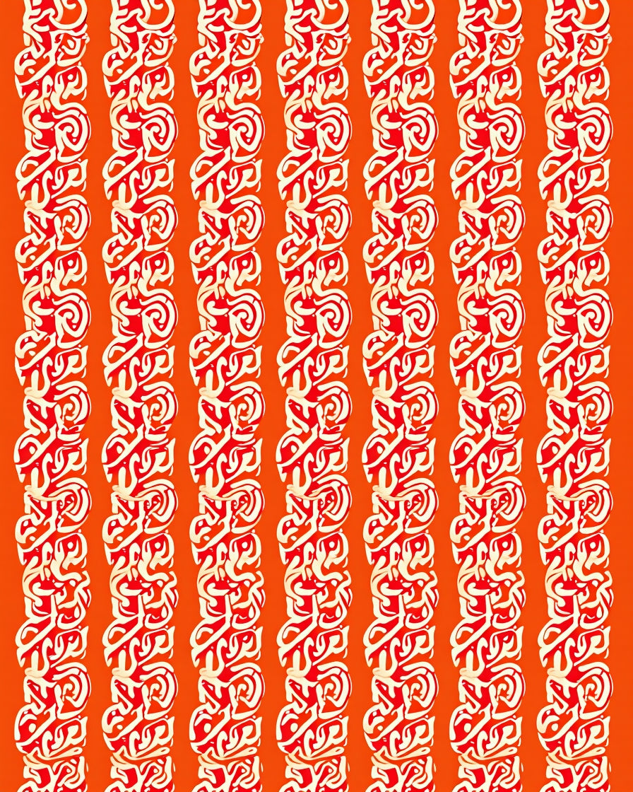 Orange Cream Swirl Vertical Stripe Fabric Rug