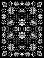 White Snowflakes on Black Background Rug