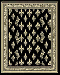 Elegant Beige Black Fleur-de-lis Border Rug