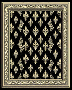 Elegant Beige Black Fleur-de-lis Border Rug