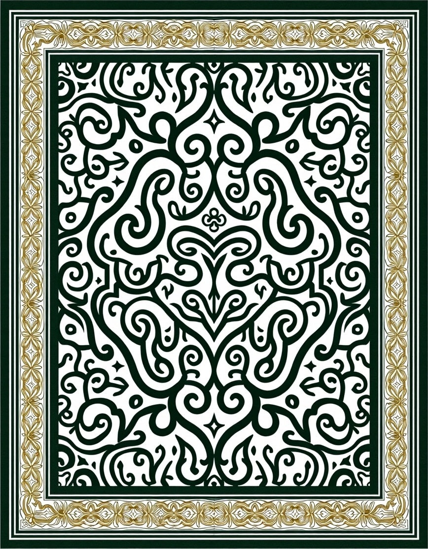 Elegant Black White Gold Swirl Rug