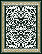 Elegant Black White Gold Swirl Rug