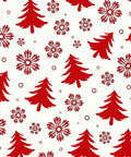 Red Christmas Trees Snowflakes Circles Rug