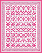 Vivid Coral Floral Medallion Border Rug