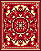 Crimson Starburst Medallion Floral Rug
