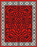 Bold Red Geometric Labyrinth Icon Rug