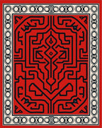 Bold Red Geometric Labyrinth Icon Rug