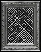 Modern Black White Geometric Maze Rug