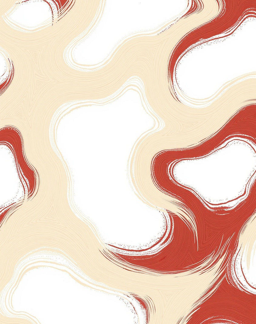 Crimson Beige Abstract Flow Rug