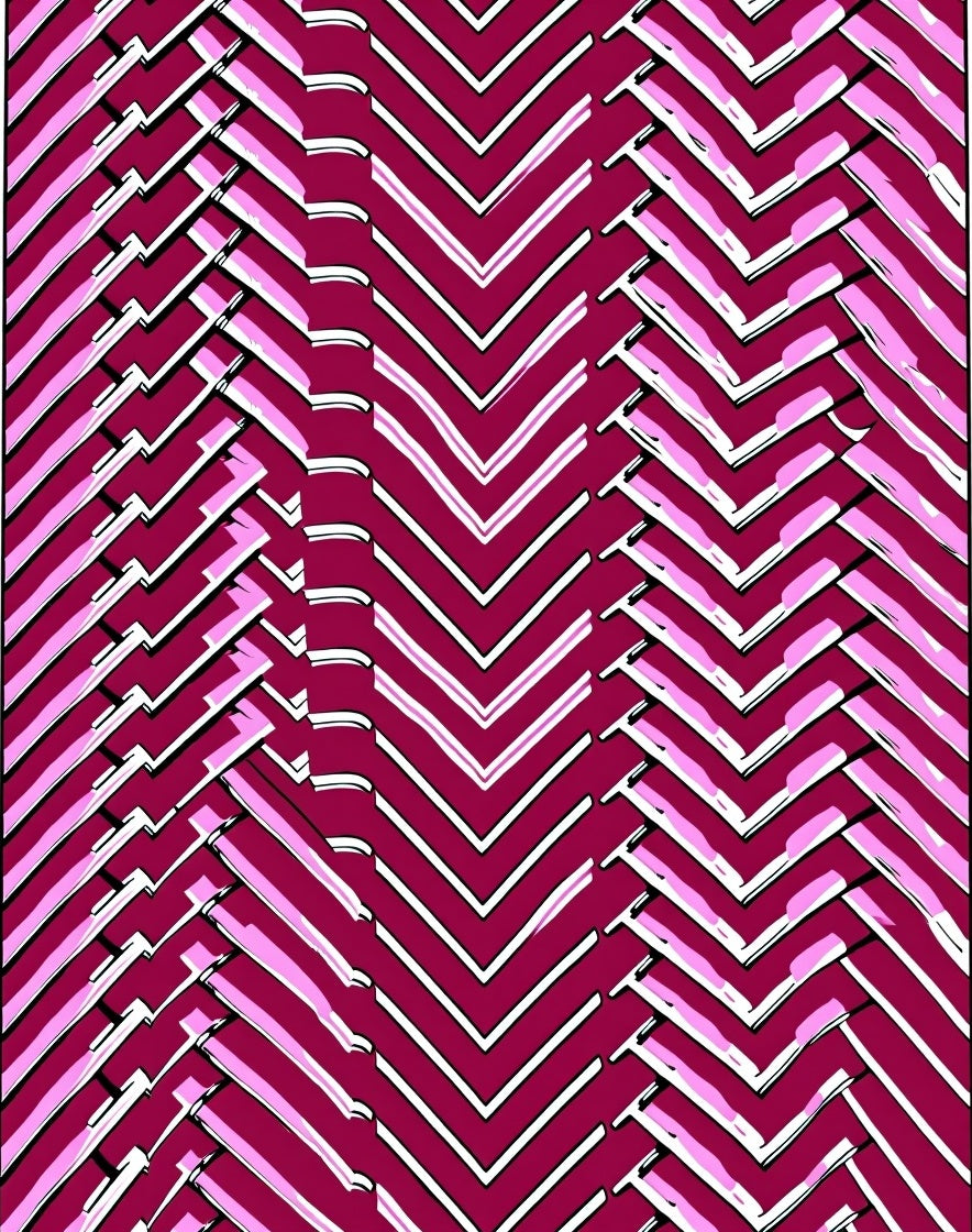 Crimson Pink Chevron Herringbone Overlay Rug