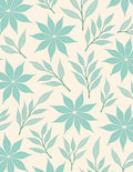 Teal Petal Leaf Botanical Arrangement Rug