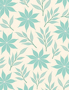 Teal Petal Leaf Botanical Arrangement Rug