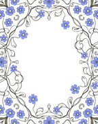 Pastel Blue Floral Vine Border Rug