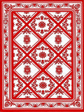 Bold Red Floral Diamond Medallion Rug