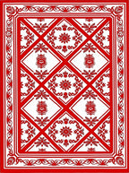 Bold Red Floral Diamond Medallion Rug