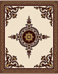 Ornate Burgundy and Gold Medallion Rug