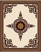 Ornate Burgundy and Gold Medallion Rug