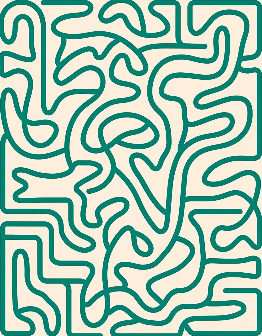Creme Green Labyrinth Maze Rug