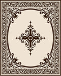 Brown Ivory Vintage Scroll Medallion Rug