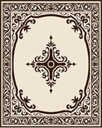 Brown Ivory Vintage Scroll Medallion Rug