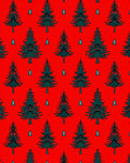 Festive Evergreen Tree Red Background Rug