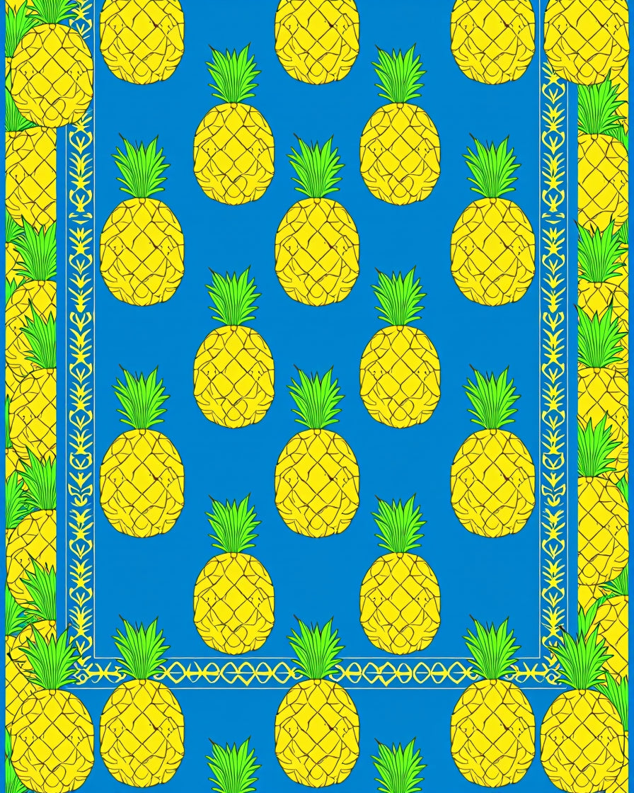 Sunshine Yellow Pineapple Tropical Border Rug