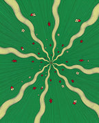 Radiant Yellow Swirl Red Flower Rug