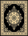 Black and Gold Medallion Border Rug