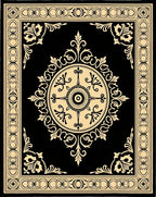 Black and Gold Medallion Border Rug