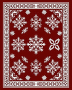 Deep Red Snowflake Border Rug