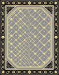 Gray and Black Ornate Border Rug