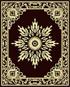 Golden Floral Medallion Border Rug