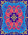 Vibrant Pink Blue Yellow Floral Mandala Rug