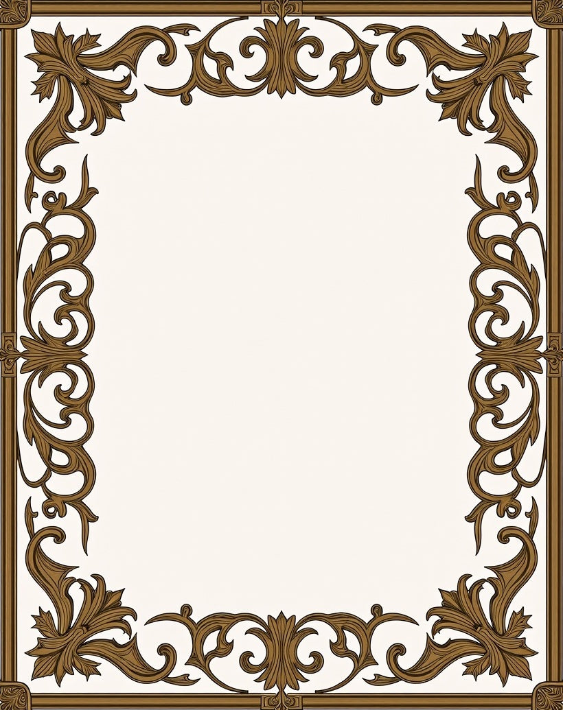 Antique Gold Baroque Scroll Border Rug