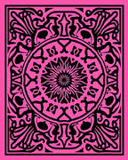 Vibrant Pink Black Mandala Ornament Rug